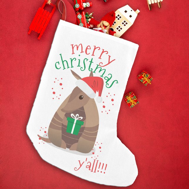 Santa Gift Giving Armadillo Texas Small Christmas Stocking (Creator Uploaded)
