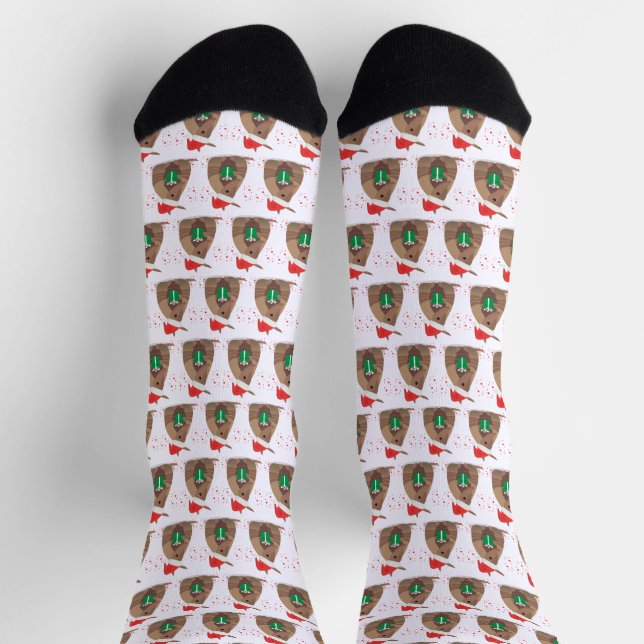 Santa Gift Giving Armadillo Texas Socks (Top)