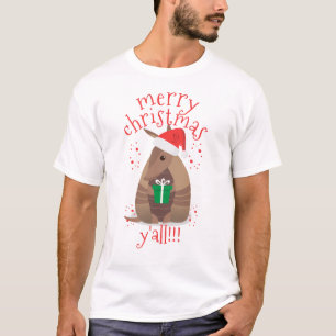 Santa Gift Giving Armadillo Texas T-Shirt