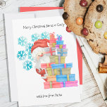 Santa Gifts and Snowflakes Cute Personalised Kids Holiday Card<br><div class="desc">Personalised Christmas Card for kids .. from Santa (editable). The design features a cute illustration of Santa peeking out from a stack of gift wrapped presents and decorated with snowflakes. The template is set up for you to customise all of the wording to suit. It is lettered with whimsical typography...</div>