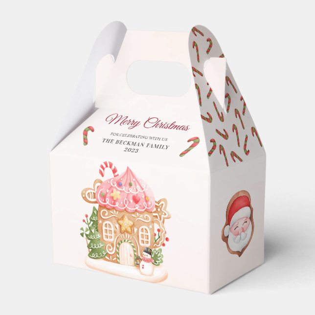 Santa Gingerbread House Christmas Party Favour Box (Front Side)