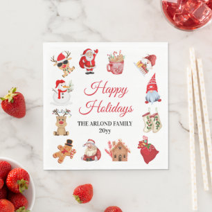 Santa Gingerbread House Xmas Holiday Party Napkin