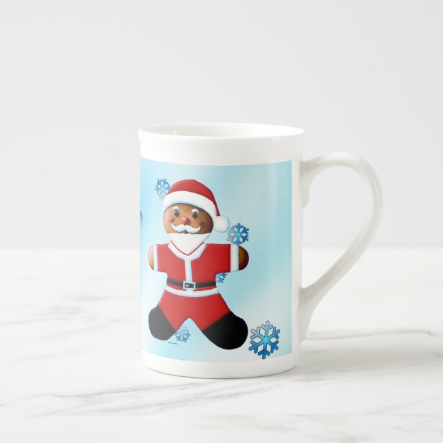 Santa Gingerbread Man Bone China Mug (Right)