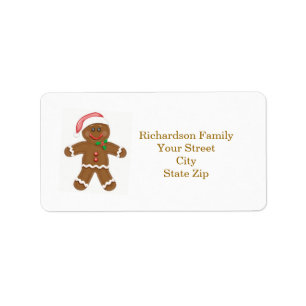 Santa gingerbread man Christmas address label
