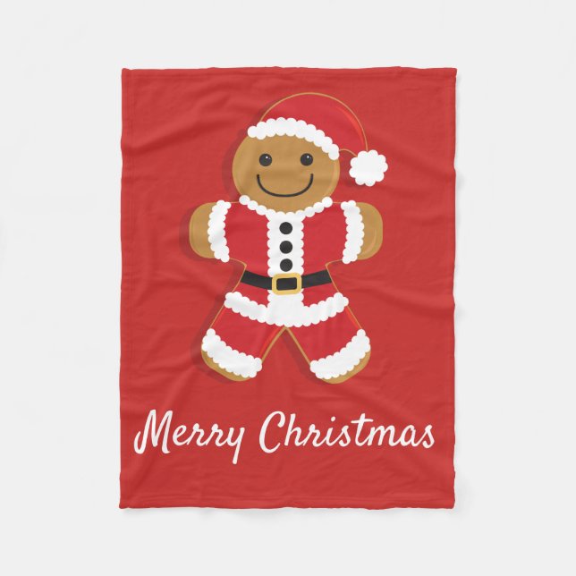 Santa Gingerbread Man | Fleece Blanket (Front)
