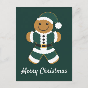 Santa Gingerbread Man Green   Postcard