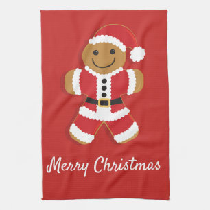 Santa Gingerbread Man   Kitchen Towel