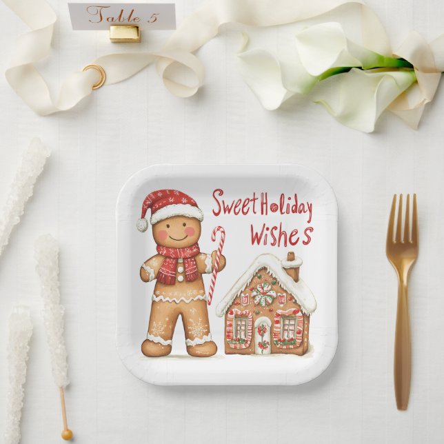 Santa Gingerbread man Paper Plate (Wedding)