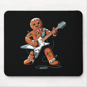Santa Gingerbread Playing Guitar Funny Christmas P Mouse Mat