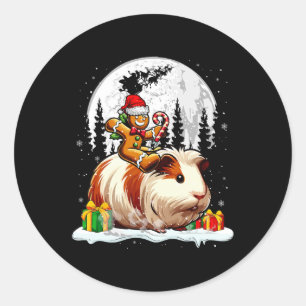 Santa Gingerbread Riding Guinea Pig Christmas Kids Classic Round Sticker