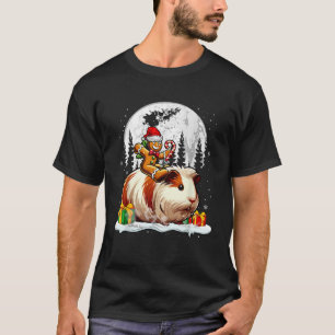 Santa Gingerbread Riding Guinea Pig Christmas Kids T-Shirt