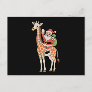 Santa Giraffe Christmas Family Xmas Holiday Season Postcard