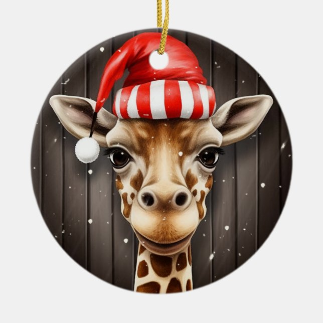 Santa Giraffe Ornament (Front)