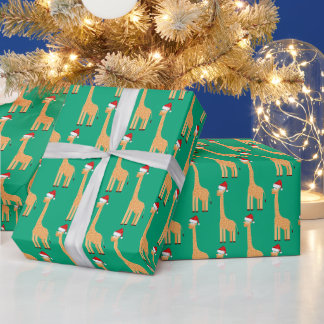 Santa Giraffe Wrapping Paper