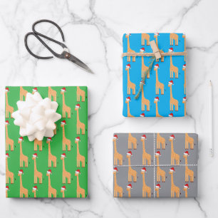 Santa Giraffe Wrapping Paper Sheet
