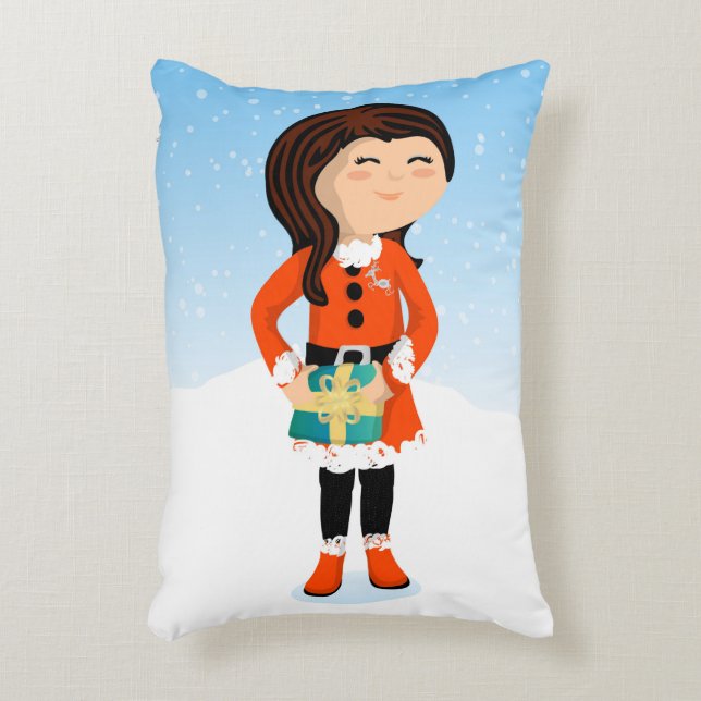 Santa Girl and Boy Accent Pillow (Front(Vertical))
