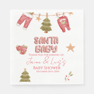 Santa Girl Boy Holiday Baby Shower   Napkin