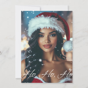 Santa Girl - Ho Ho Ho - Christmas Holiday Card