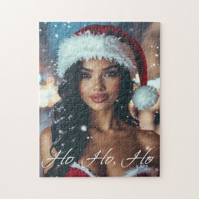Santa Girl - Ho Ho Ho - Christmas Jigsaw Puzzle (Vertical)