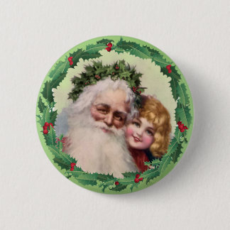 SANTA, GIRL & HOLLY by SHARON SHARPE 6 Cm Round Badge