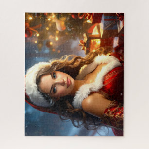 Santa Girl in Christmas Revery Jigsaw Puzzle