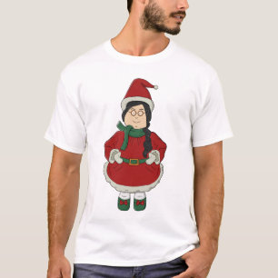 Santa Girl in Red Dress T-Shirt