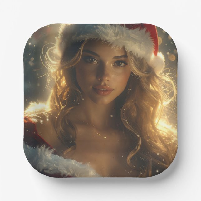 Santa Girl Paper Plate (Front)