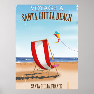 Santa Giulia Beach Vintage french travel poster
