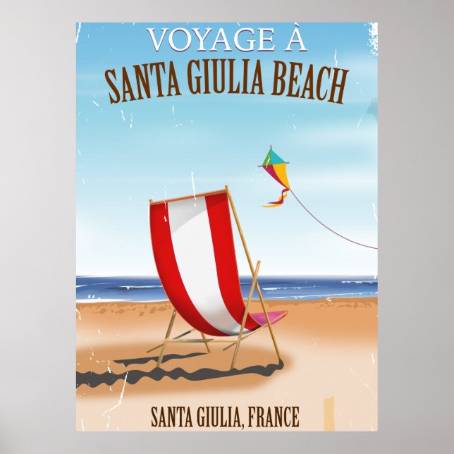 Santa Giulia Beach Vintage french travel poster (Front)