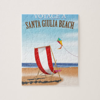 Santa Giulia Beach Vintage french travel poster Jigsaw Puzzle