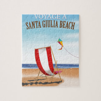 Santa Giulia Beach Vintage french travel poster Jigsaw Puzzle