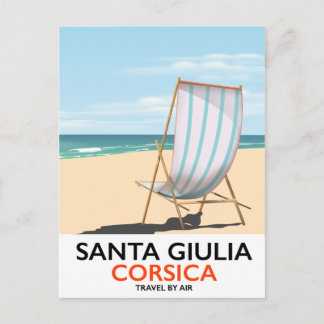 Santa Giulia Corsica "travel by air" beach poster Holiday Postcard