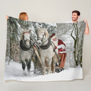 SANTA GIVES HIS REINDEER a BREAK Fleece Blanket