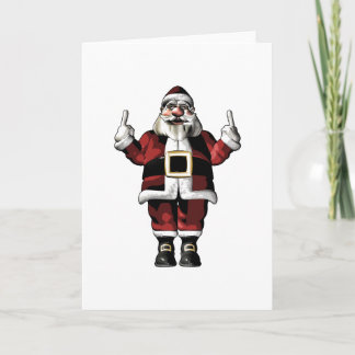 Santa Giving the Finger Holiday Card