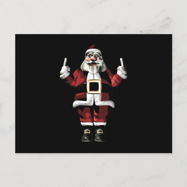 Santa Giving the Finger Holiday Postcard (Front)