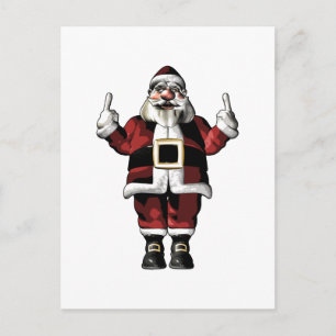 Santa Giving the Finger Holiday Postcard