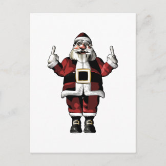 Santa Giving the Finger Holiday Postcard