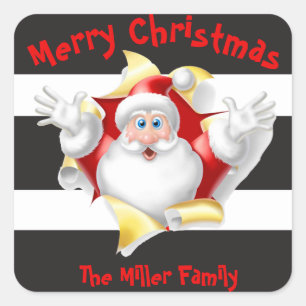 Santa glam striped square sticker
