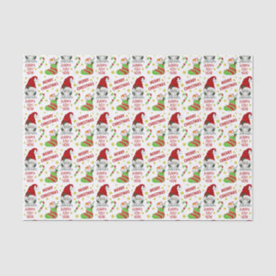 Santa Gnome and Stocking Christmas Pattern Tissue Paper