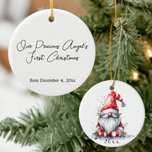 Santa Gnome Baby's First Christmas Ceramic Tree Decoration