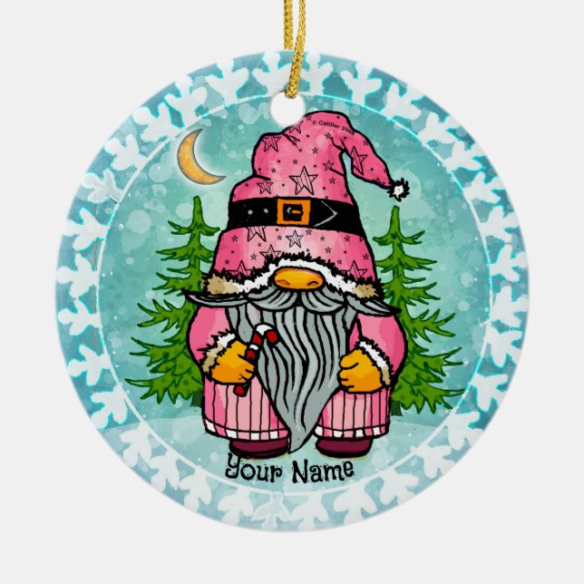 Santa gnome  ceramic tree decoration (Front)