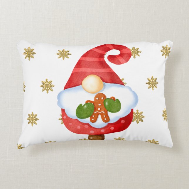 Santa Gnome   Decorative Cushion (Front)