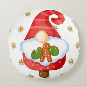 Santa Gnome Round Cushion