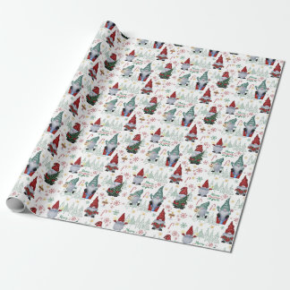 Santa Gnomes Christmas Trees Wrapping Paper