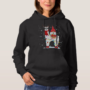 Santa Gnomes Riding Llama Reindeer Christmas Light Hoodie