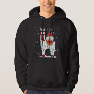 Santa Gnomes Riding Llama Reindeer Christmas Light Hoodie
