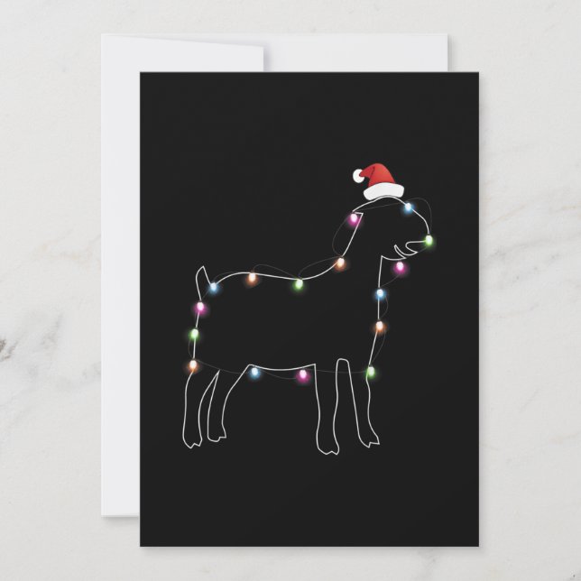 Santa Goat Christmas Colour Led Light Xmas Goat Holiday Card (Front)