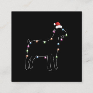 Santa Goat Christmas Colour Led Light Xmas Goat Square Business Card