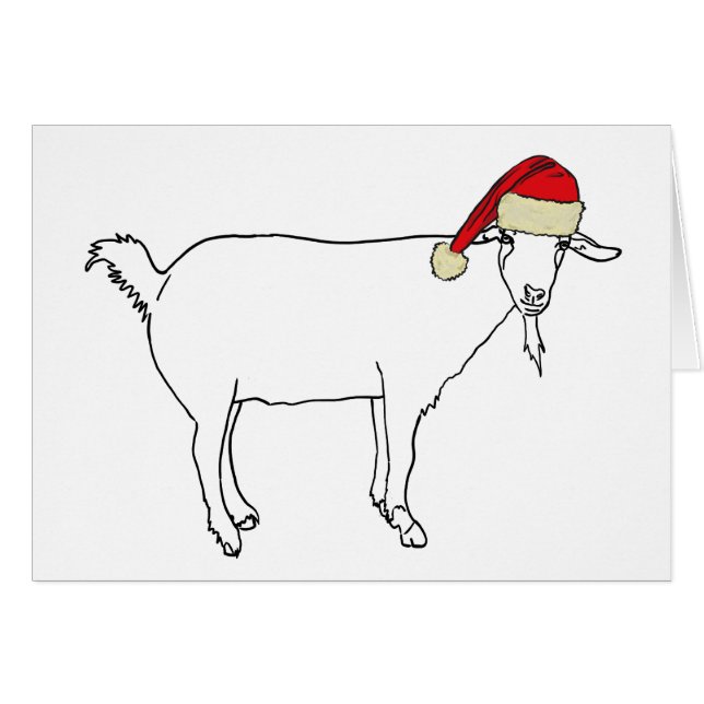 Santa Goat Cute Simple Drawing (Front Horizontal)