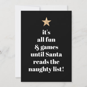 Santa Gold Star Modern Tree Font Funny Humour Quot Holiday Card